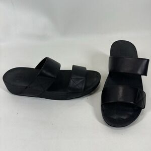 Fitflop Women's Mina Black  Slide Sandals Size 10 US Adjustable Hook Loop